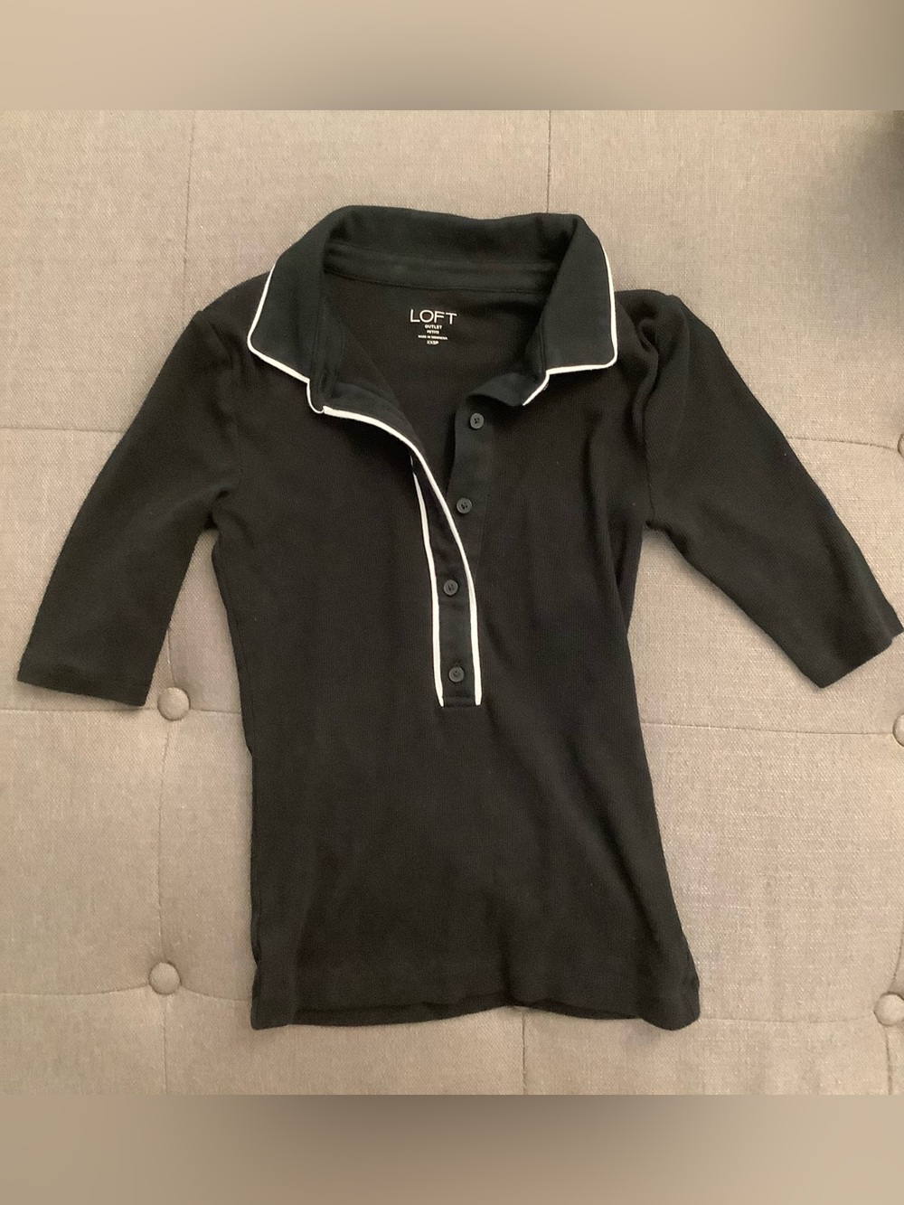Ann Taylor loft outlet petite XXS 00P black polo shirt ladies